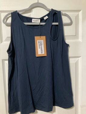 Marcella Deep Blue Scoop Neck Sleeveless Tank